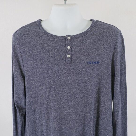 Ted Baker Henley Long Sleeve T-Shirt Gray Large‎ London Dressed To Chill - Picture 1 of 9